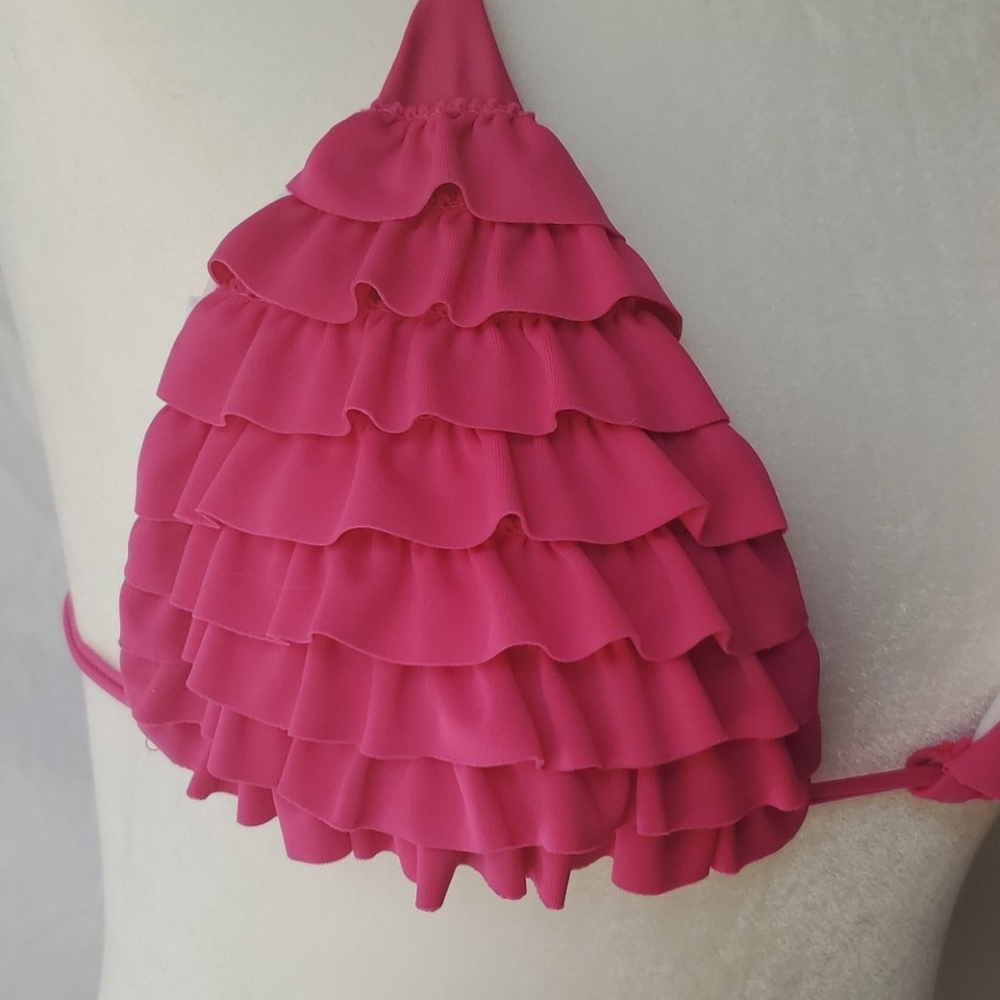 Pink Ruffle Triangle Bikini - Picture 3 of 9